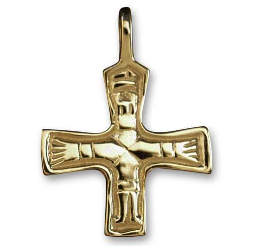 Vikingekors med kristusfigur - guld