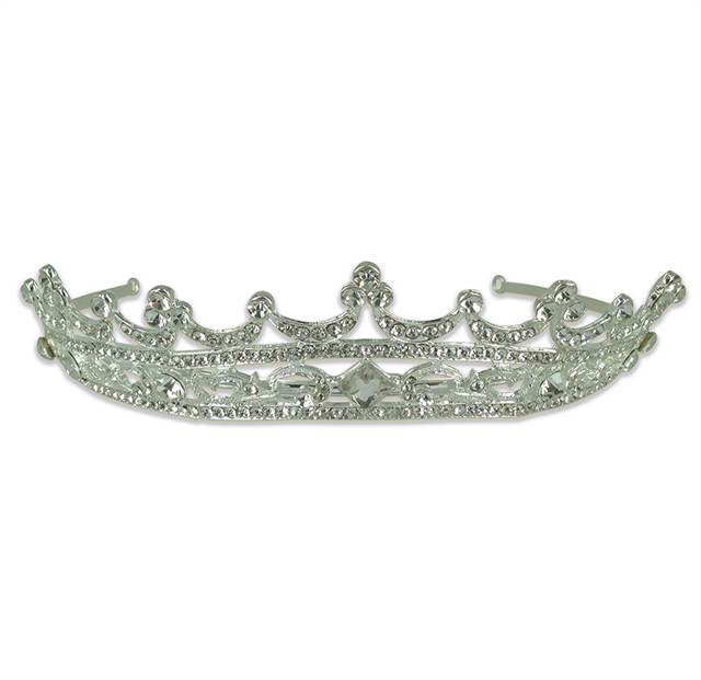 Sølvfarvet prinsesse-tiara - stor model